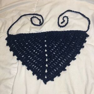 Navy Crochet Bandanna